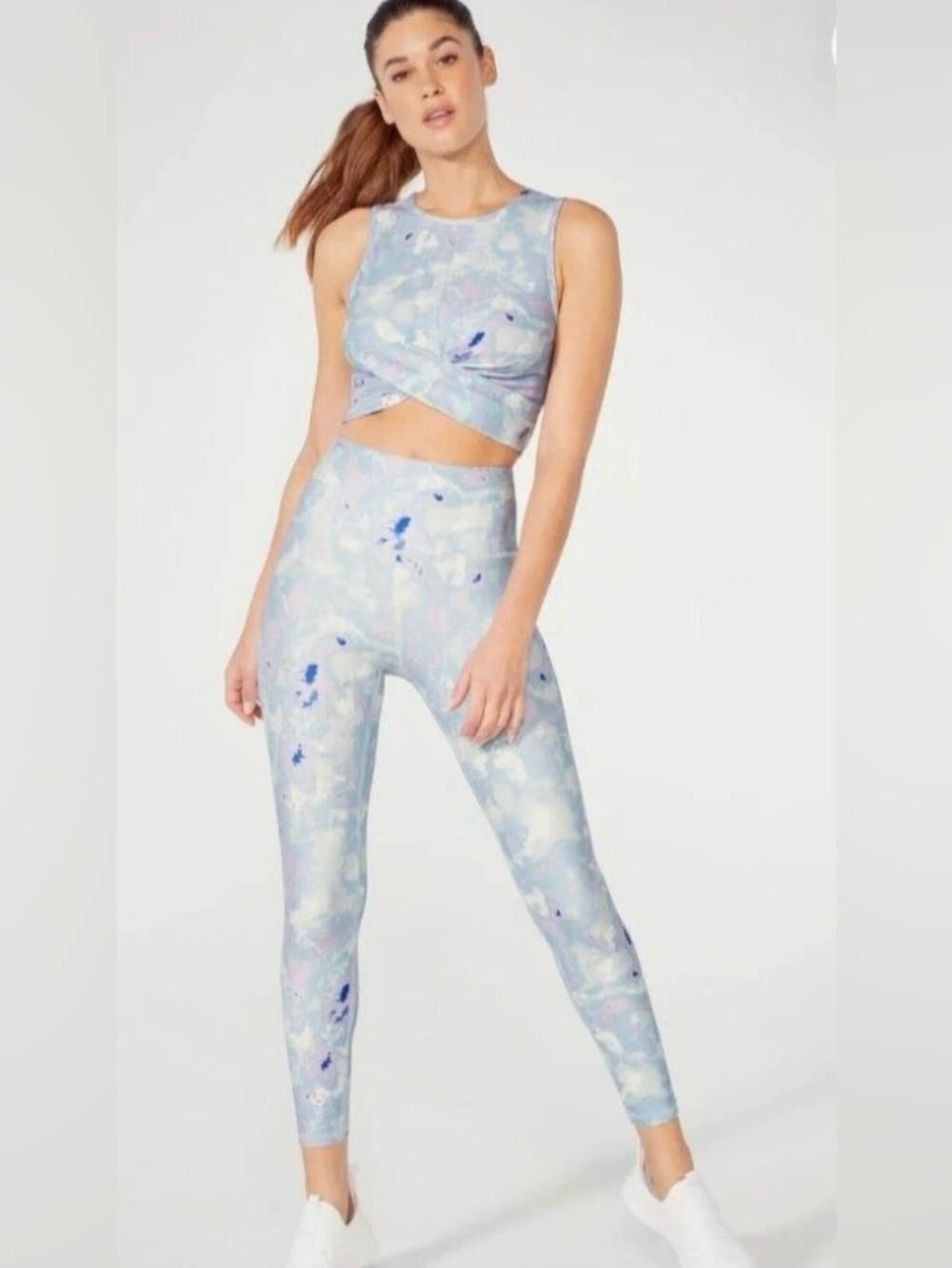 Wildfox Pastel Watercolor Blue High-Waist Leggings